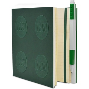 LEGO Stationery Locking Notebook with Gel Pen – Green (52443) | Square, 6 inches x 6 inches, Lined