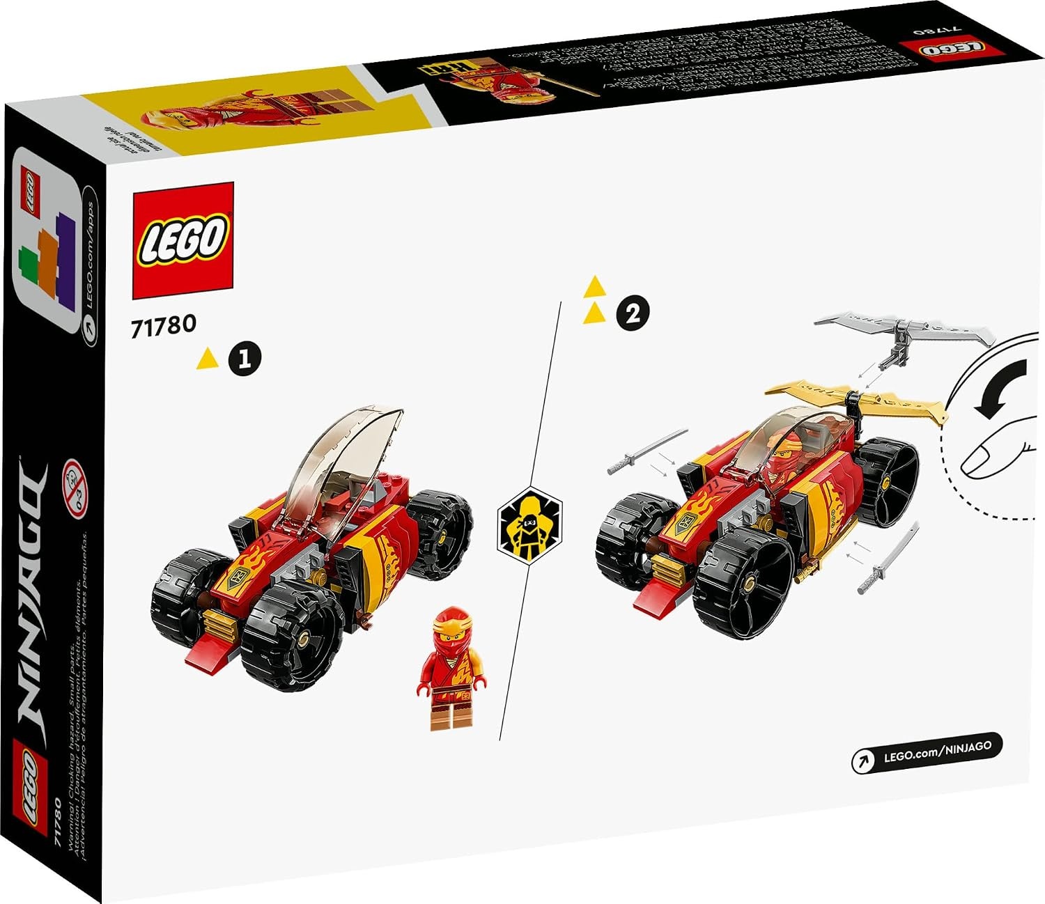 image:imageLEGO NINJAGO Kais Ninja Race Car EVO 2 in 1 Building Toy Set Kids Can Build an Off Road Vehicle or Race Car Ninja Minifigure with Toy Swords Gift for Boys Girls and Kids Ages 6 71780