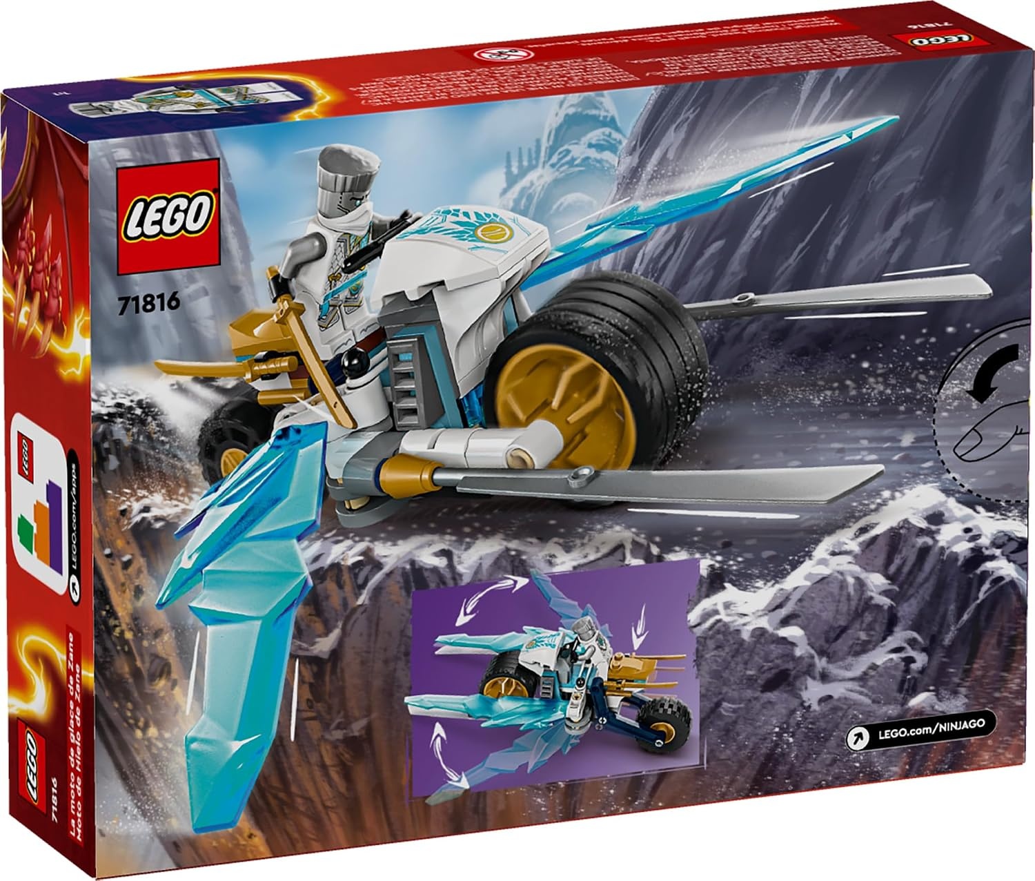 image:imageLEGO NINJAGO Zanes Ice Motorcycle Toy with 1 Minifigure Included Buildable Model Vehicle Ninja Gift for Kids Ages 7 and Up 71816