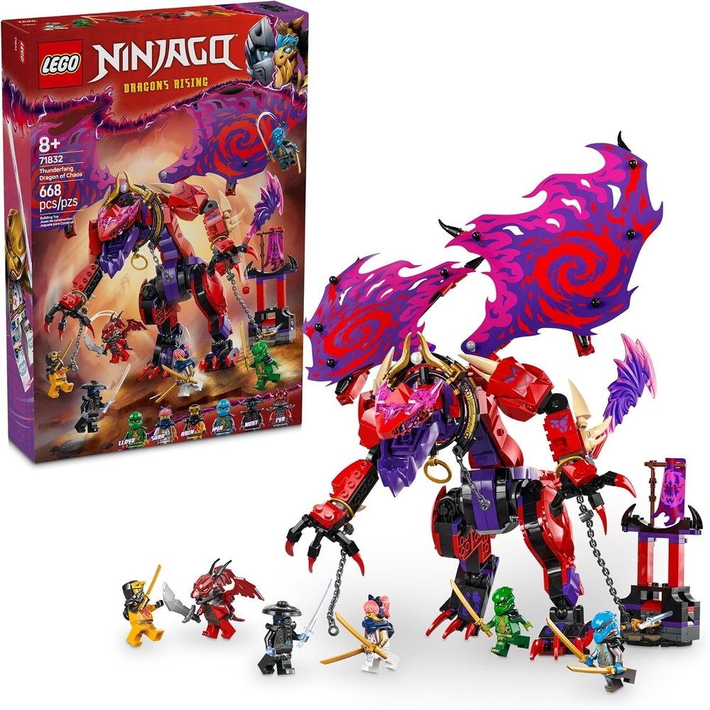 image:imageLEGO NINJAGO Thunderfang Dragon of Chaos Building Toy for Kids Ages 8 Dragon Rising Playset with 6 Minifigures and Poseable Figure Birthday Gift Idea for Boys and Girls 71832