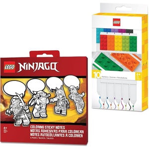 IQ LEGO Ninjago Coloring Sticky Note with LEGO 10 Pack Marker Bundle