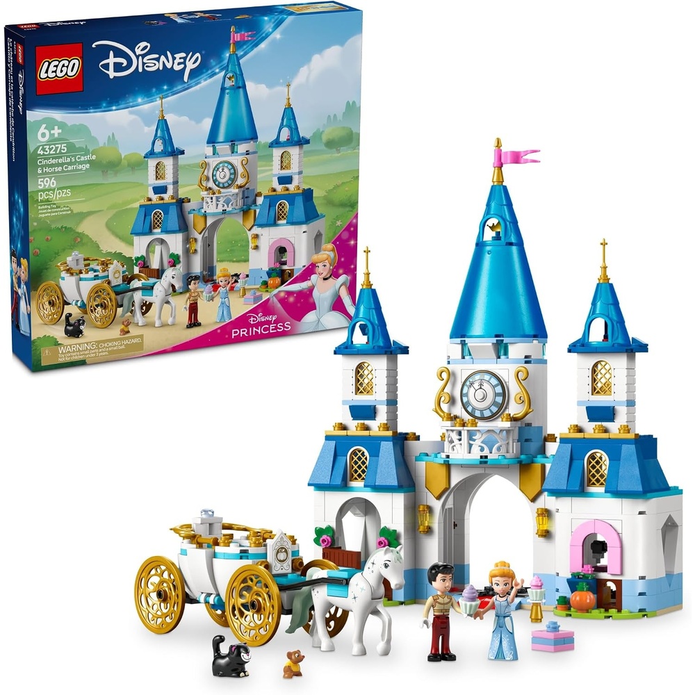 image:imageLEGO Disney Princess Cinderellas Castle amp Horse Carriage Playset Princess Castle Building Toy for Kids Girls and Boys Ages 6 with 2 Minidolls Gift Idea for Birthdays 43275