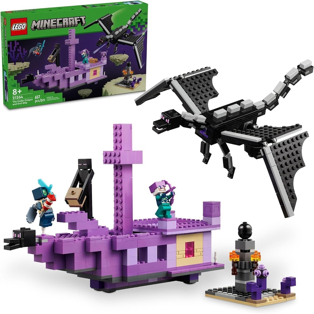 image:imageLEGO Minecraft The Ender Dragon and End Ship Building Set Video Game Toy with 2 Minecraft Minifigures Dragon Toy Action Playset for Kids Birthday Gift for Boys and Girls Ages 8 and Up 21264