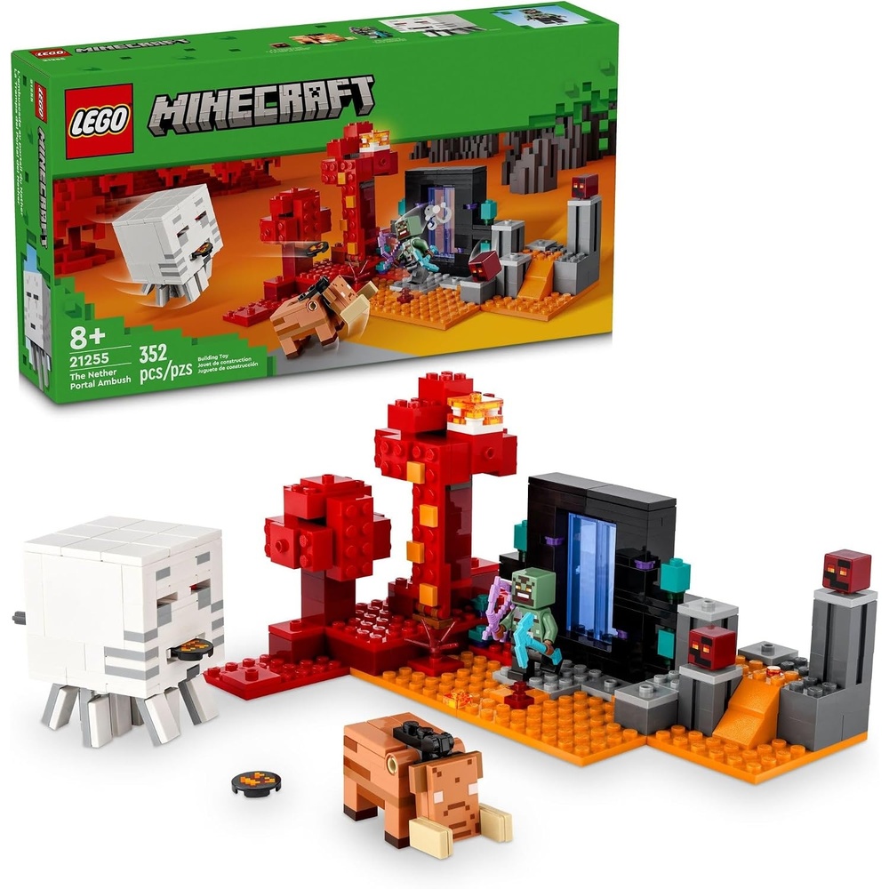 image:imageLEGO Minecraft The Nether Portal Ambush Adventure Set Building Toy for Kids with Action Figures and Battle Scenes Minecraft Toy for Boys Girls and Gamers Ages 8 and Up 21255