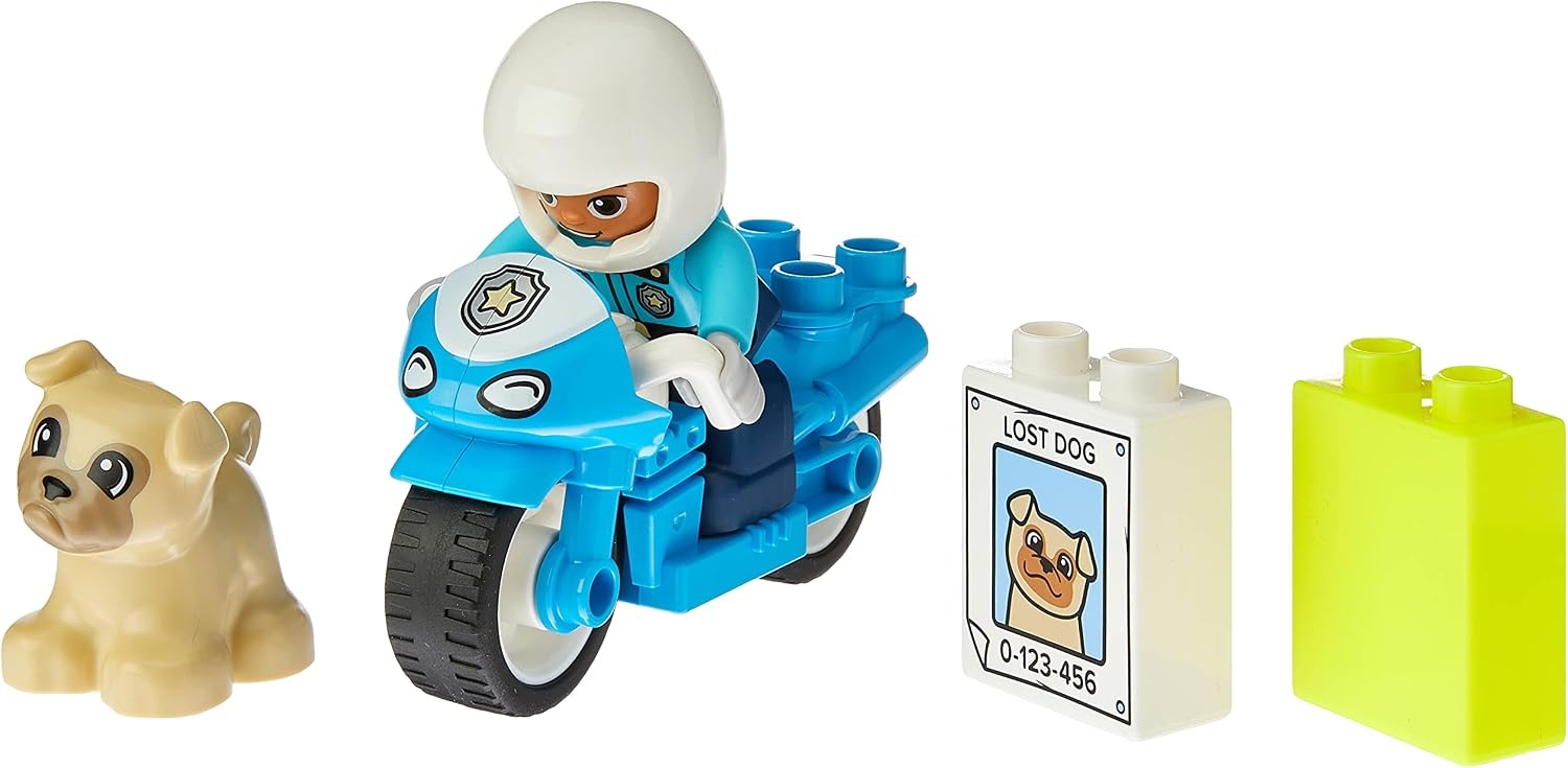 image:imageLEGO DUPLO Town Rescue Police Motorcycle 10967 Toy for Toddlers Boys amp Girls 2 Plus Years Old with Police Officer and Dog Figure Early Development ToysMotorcycle Toy