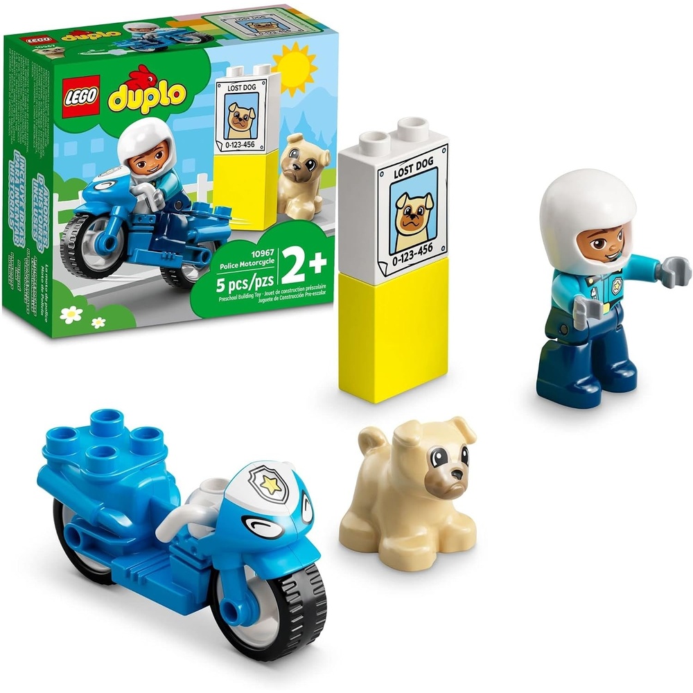 image:imageLEGO DUPLO Town Rescue Police Motorcycle 10967 Toy for Toddlers Boys amp Girls 2 Plus Years Old with Police Officer and Dog Figure Early Development ToysMotorcycle Toy