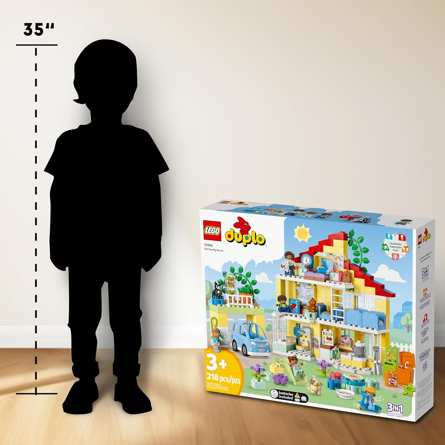 image:imageLEGO DUPLO Town 3 in 1 Family House 10994 Educational STEM Building Toy Set Gift for Christmas for Toddlers Ages 3 and Up Car Toy and 3 Floor House Lets The Whole Family Build Play and LearnStandard Packaging