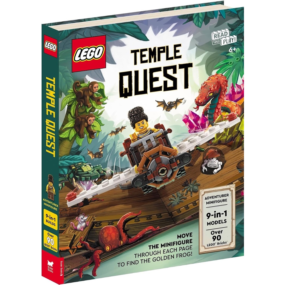image:imageBuster Books LEGO Books Temple Quest with adventurer minifigure nine buildable models play scenes and over 90 LEGO elements