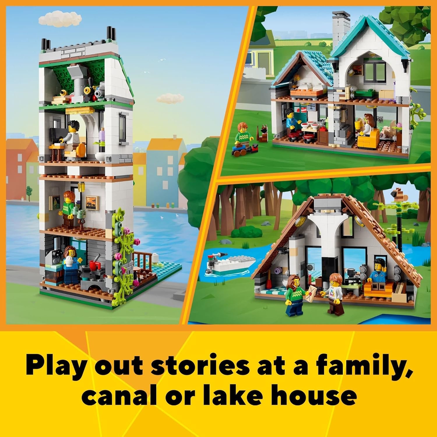image:imageLEGO Creator 3 in 1 Cozy House Building Toys Toy Figures amp Pretend Play Playsets for Boys amp Girls Ages 8 3 Building Options Gift for Birthdays 31139