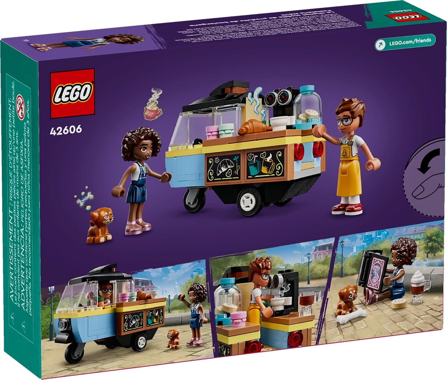 image:imageLEGO Friends Mobile Bakery Food Cart Playset Cooking Toy for Pretend Play Small Gift for Kids Girls and Boys Ages 6 and Up with Aliya and Jules MiniDolls Aira Dog Figure and Food Toys 42606