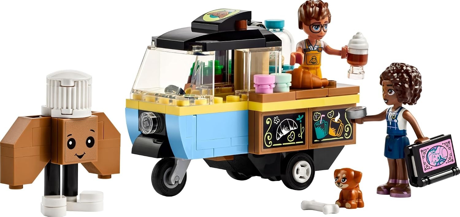 image:imageLEGO Friends Mobile Bakery Food Cart Playset Cooking Toy for Pretend Play Small Gift for Kids Girls and Boys Ages 6 and Up with Aliya and Jules MiniDolls Aira Dog Figure and Food Toys 42606