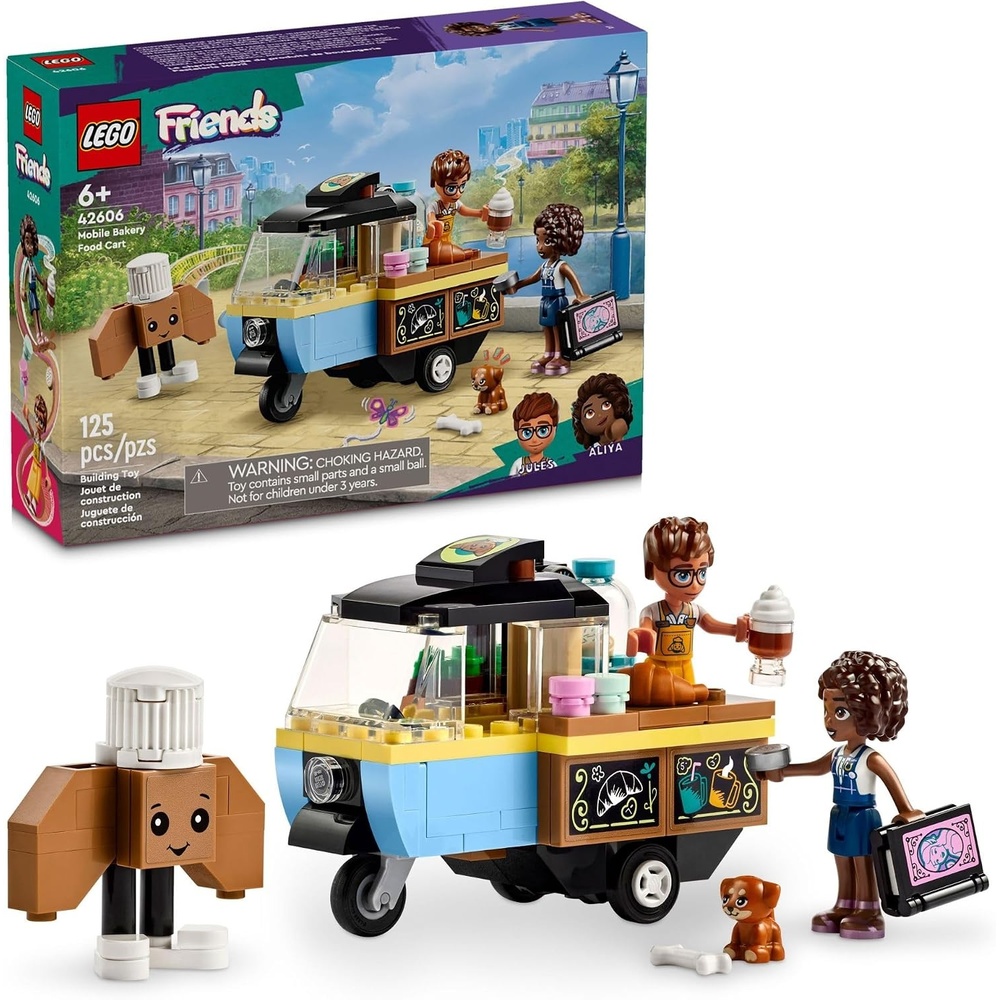 image:imageLEGO Friends Mobile Bakery Food Cart Playset Cooking Toy for Pretend Play Small Gift for Kids Girls and Boys Ages 6 and Up with Aliya and Jules MiniDolls Aira Dog Figure and Food Toys 42606