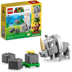 LEGO Super Mario Rambi The Rhino Expansion Set 71420, Game Inspired Building Toy Set to Combine with a Starter Course, This Collectible Super Mario Bros Toy Makes a Great Gift for Kids Ages 7 and Up