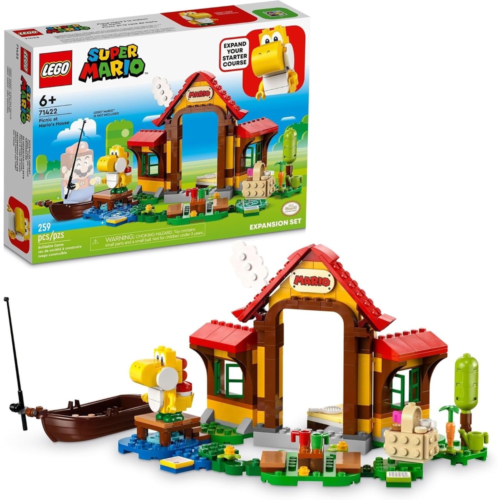 image:imageLEGO Super Mario Picnic at Marios House Expansion Set 71422 Collectible Playset with Yellow Yoshi Figure Buildable Game Toy to Expand on Starter Course Super Mario Birthday Gift for 68 Year Olds